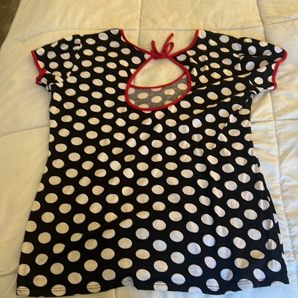 Rock Steady black & white polka dot top - Picture 5 of 6